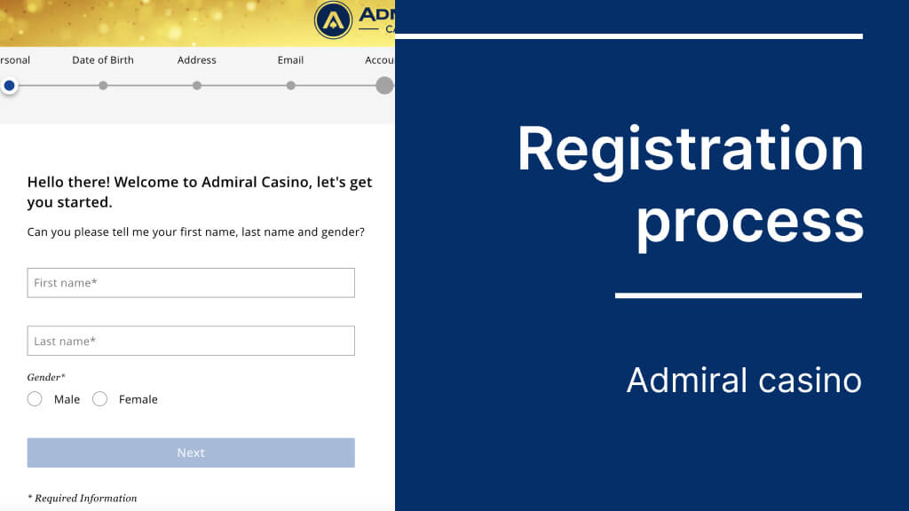 Admiral casino Registration process
