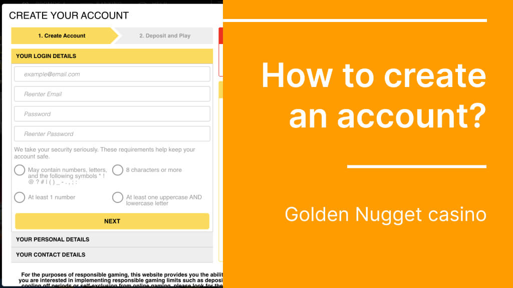 Golden Nugget How to create an account?