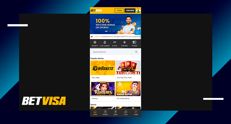 Betvisa Mobile Version